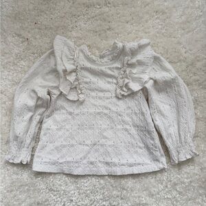 Zara girl White Ruffled Long Sleeve Top